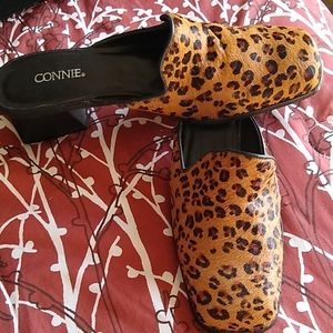 Brazilian leather cheetah slide